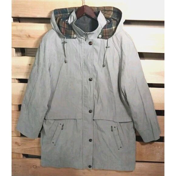Liz Claiborne Jackets & Blazers - Vtg Liz Claiborne Women Size 2X Parka Coat Jacket Zip Snap Removable Hood Lining